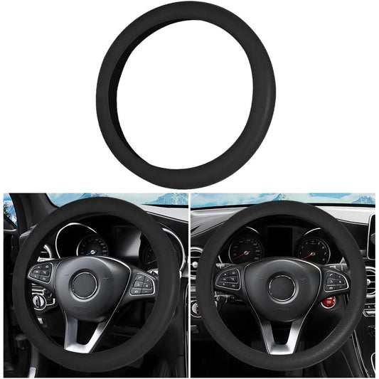 Universal Four-Season Thin Silicone Steering Wheel Cover – Black
