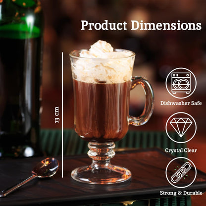 Premier Irish Coffee Glass Set of Four, Elegant Clear Glasses