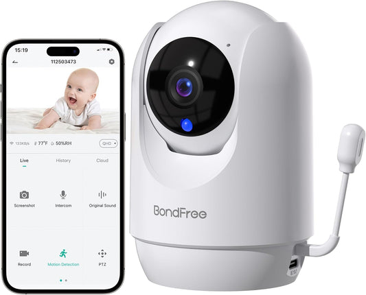 BondFree 2K HD Baby Monitor with Camera and Audio: Crystal Clear View