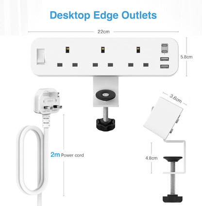 Anvode Black Multi Extension Socket: Durable Power Strip for Home & Workshop