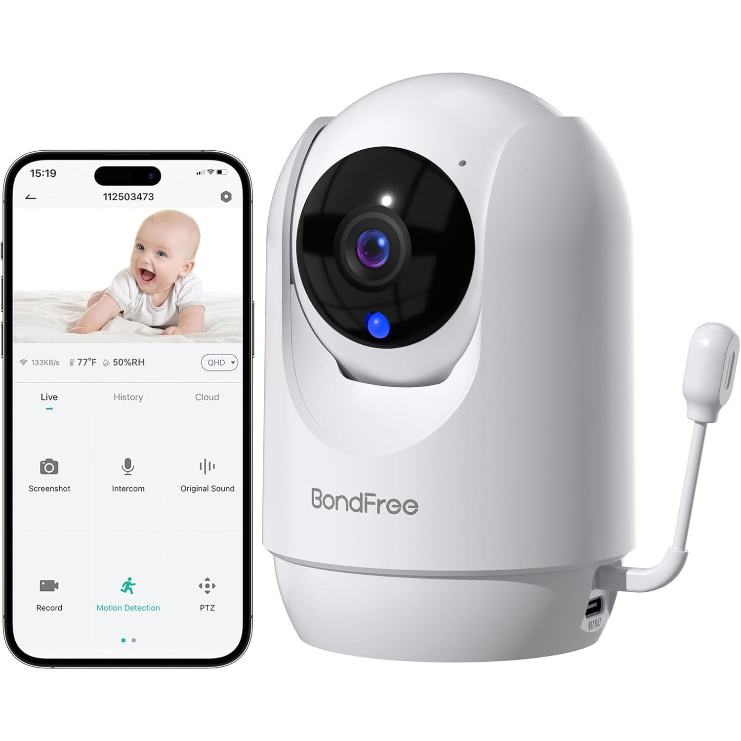 BondFree 2K HD Baby Monitor with Camera and Audio: Crystal Clear View