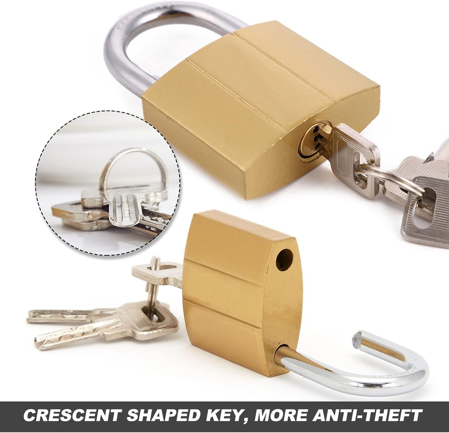 TakFree 32mm Brass Padlock with Key Heavy Duty 2-Pack Brown
