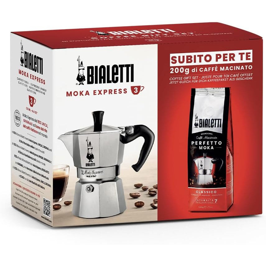 Bialetti Classic Aluminum Moka Pot 3-Cup Stovetop Espresso Maker