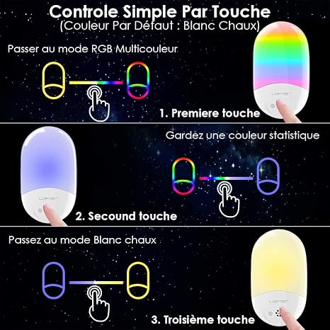 LOFTER RGB Changeable LED Night Light with Dusk to Dawn Sensor - 2Pack