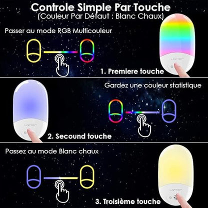 LOFTER RGB Changeable LED Night Light with Dusk to Dawn Sensor - 2Pack