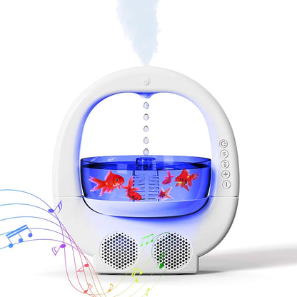 Anti-Gravity Humidifier with Fish Tank, 7-Color Night Light & Bluetooth Speaker