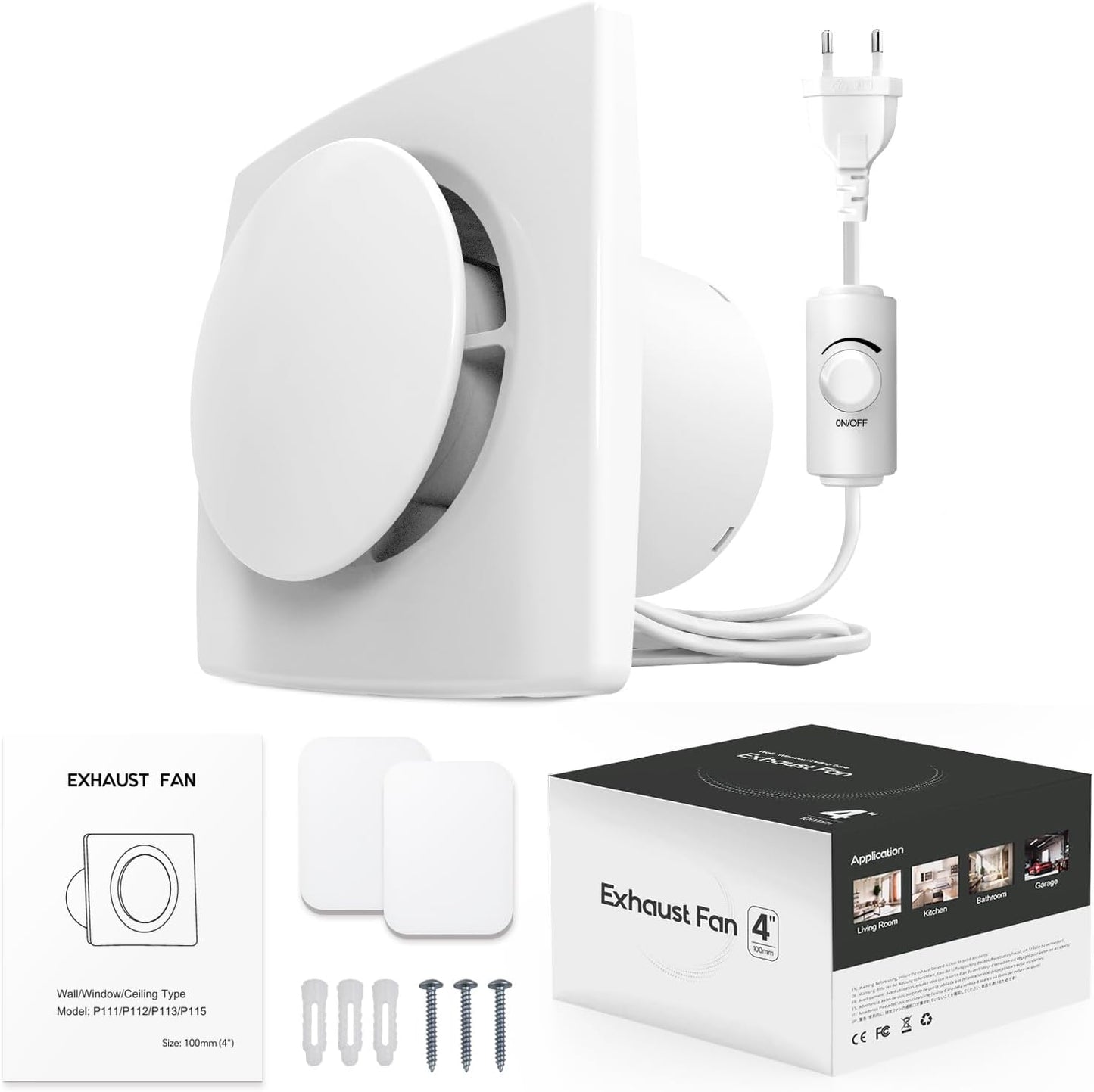BUMSOU P113E Bathroom Exhaust Fan 100 mm White