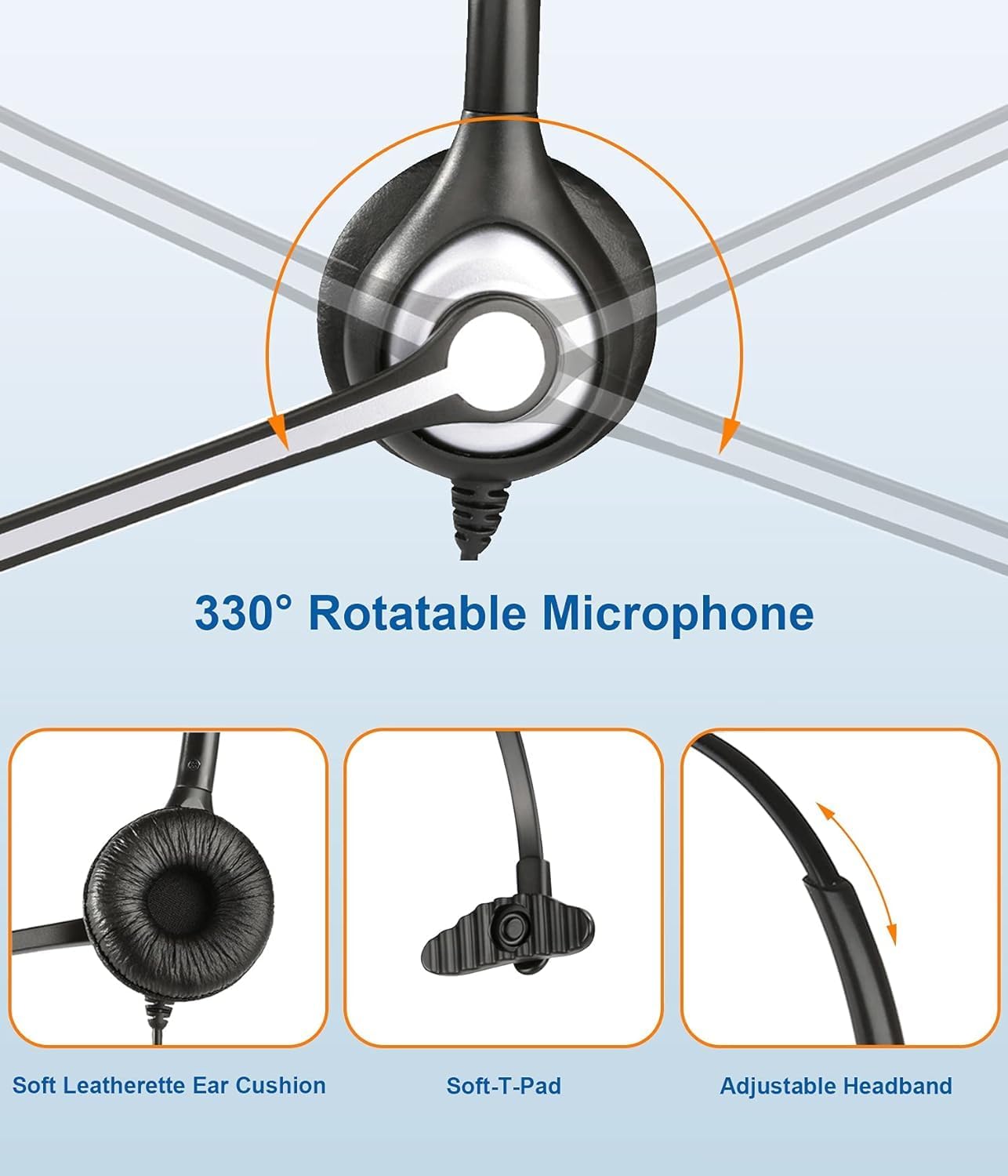 Wantek 6035 Wired On-Ear Headset with Noise-Cancelling Microphone for PC, Laptop, and Smartphones