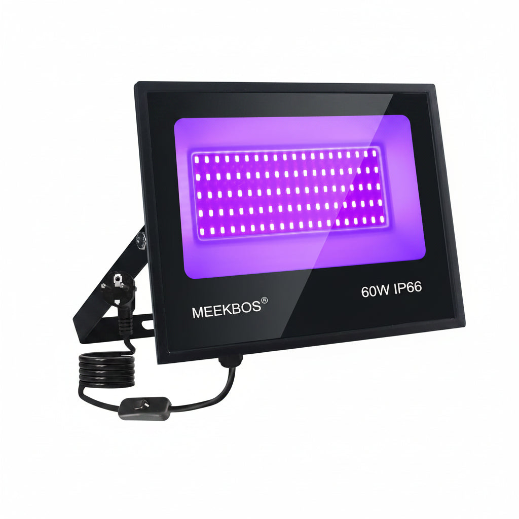 MEEKBOS 60W UV LED Black Light Wall Mount 100 LEDS Clear Finish