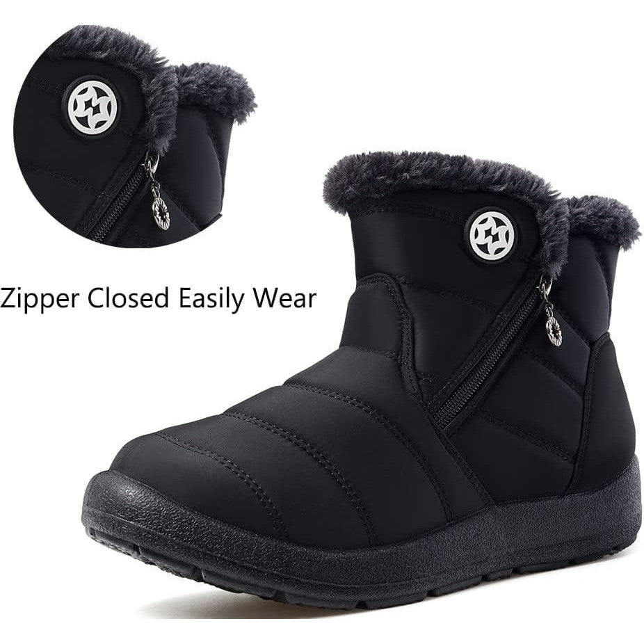 Eagsouni Women's Warm Fur‑Lined Waterproof Snow Ankle Boots