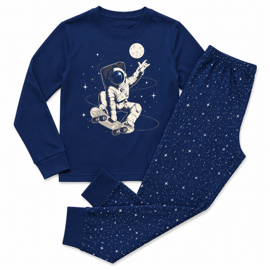 HIP & HOPPS Kids' Cotton Pajama Set – Astronaut Print