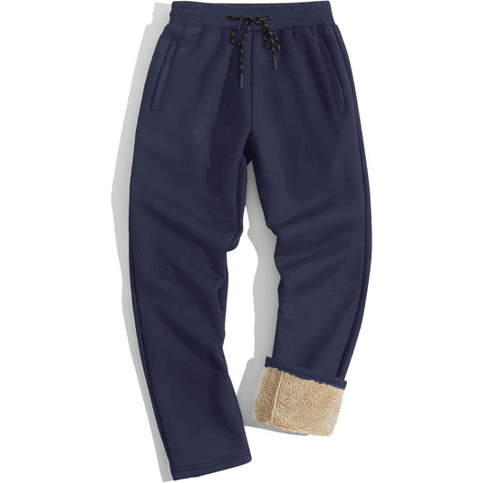 TACVASEN Men's Sherpa Lined Winter Warm Thermal Fleece Jogging Sweatpants with Pockets