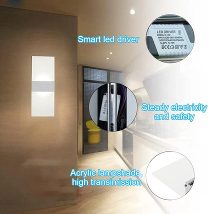 Modern LED Acrylic Wall Lamp 12W Cold White Light - Gomix Brands Outlet