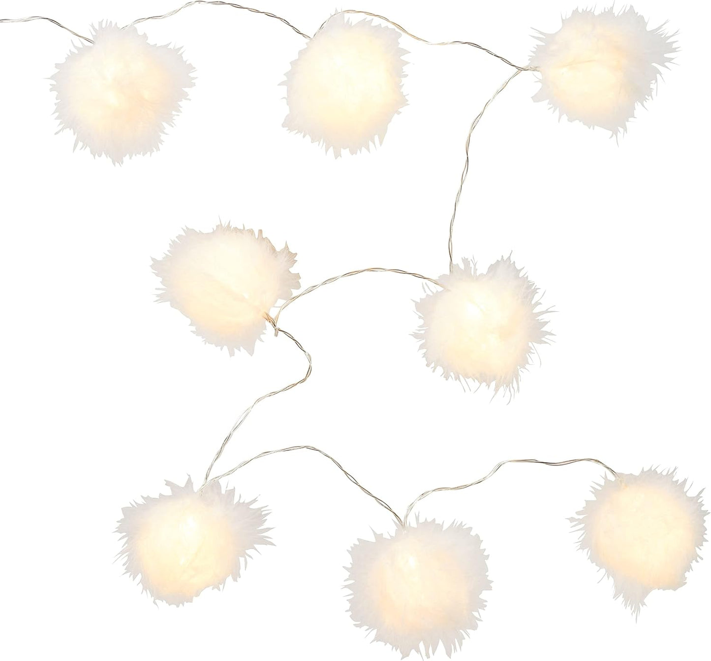 Lights4fun 10 LED Fairy Lights Fluffy Balls Timer Battery Operated Indoor Christmas