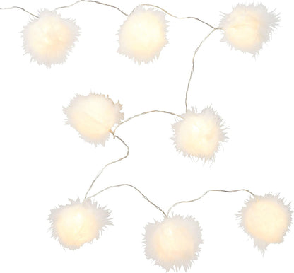 Lights4fun 10 LED Fairy Lights Fluffy Balls Timer Battery Operated Indoor Christmas