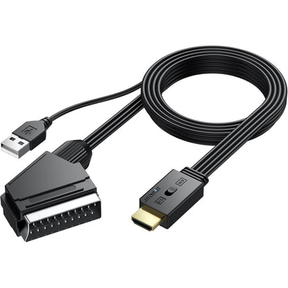 AUTOUTLET 150cm Black Scart to HDMI Adapter Cable for DVD/VCR