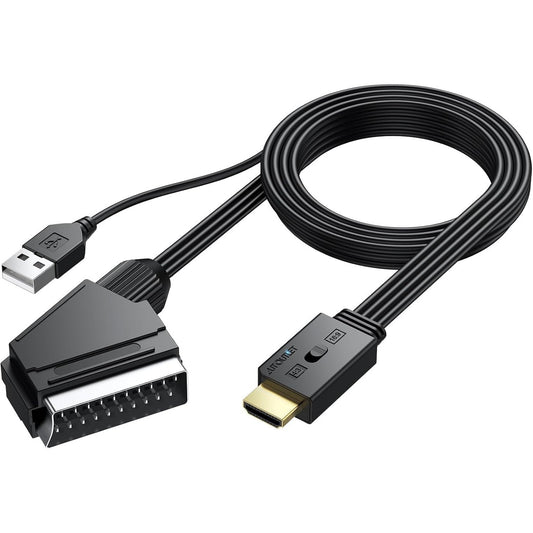 AUTOUTLET 150cm Black Scart to HDMI Adapter Cable for DVD/VCR