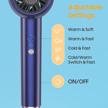 DEWILY 1500W Ionic Travel Hair Dryer – Lightweight Blue