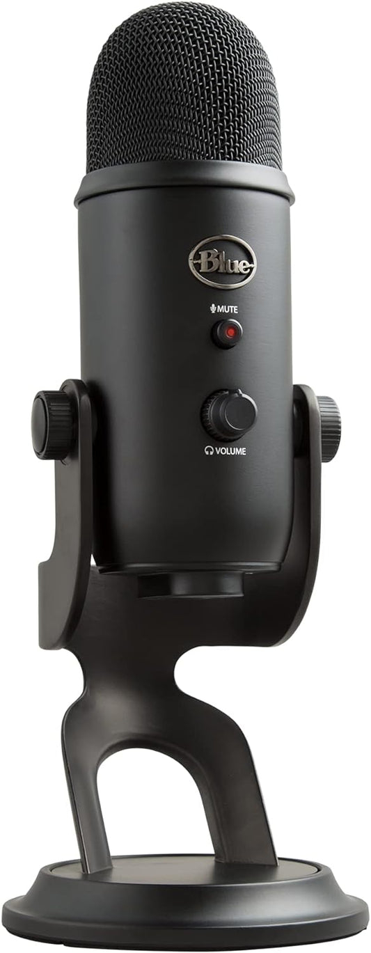 Blue Yeti Blackout USB Microphone: Studio Quality Recording and Streaming