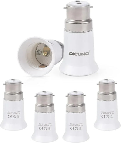 DiCUNO 6-Pack B22 to E27 Socket Converter for LED Bulbs - Gomix Brands Outlet