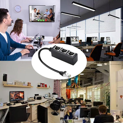 HRIOEKAX RJ45 Ethernet Splitter Cable 1 Male to 3 Female LAN Adapter Black