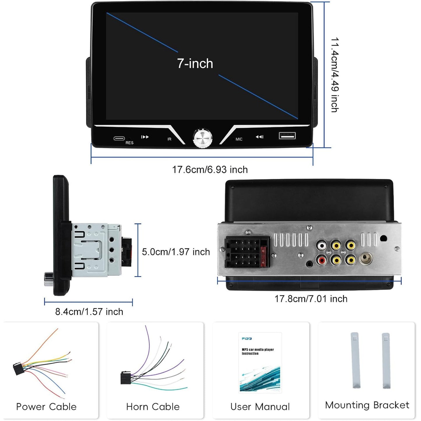 7-inch Single Din Car Stereo with CarPlay Android Auto Bluetooth