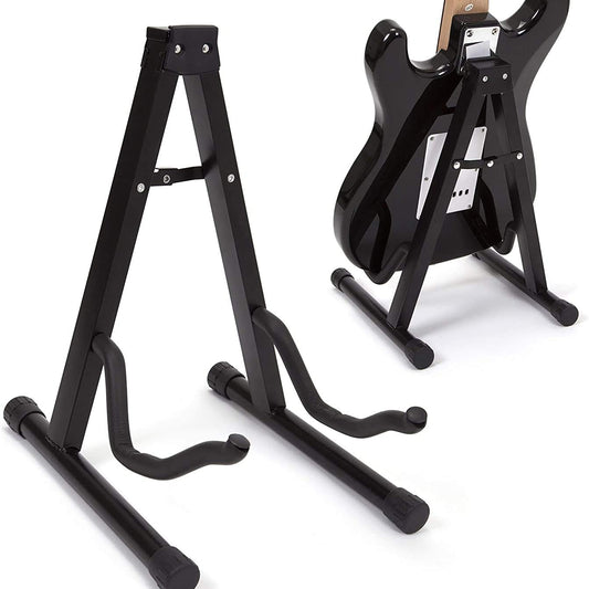 RockJam RJGS01 Universal Portable Foldable A-Frame Guitar Stand Black