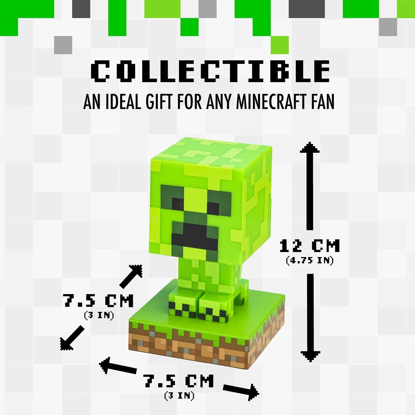 Paladone Minecraft Creeper 3D Pixel Night Light – Green LED Lamp