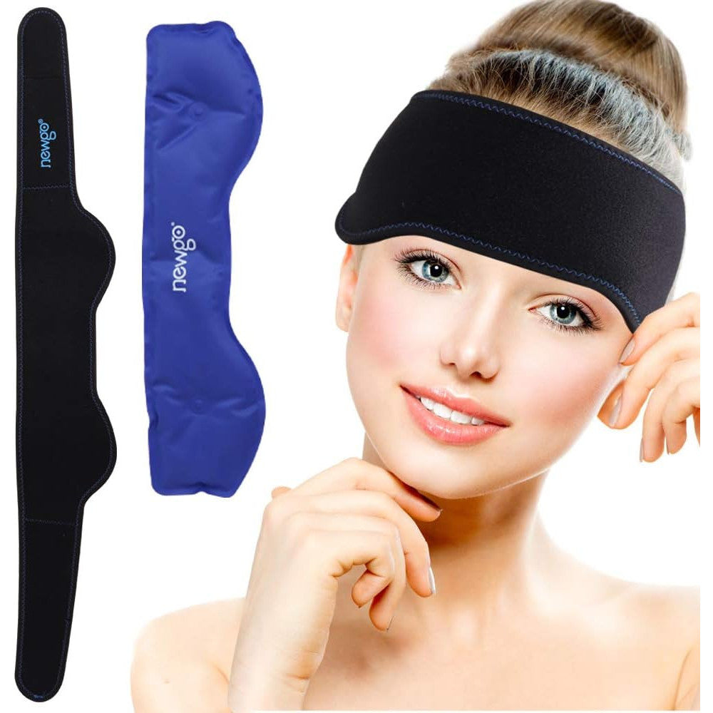 NEWGO Migraine & Headache Ice Pack Head Wrap for Sinus Pain Relief