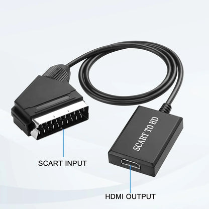 XMSJSIY SCART to HDMI Converter Cable 1080P/720P 0.7M USB Powered Adapter for CRT/VHS/DVD - Gomix Brands Outlet