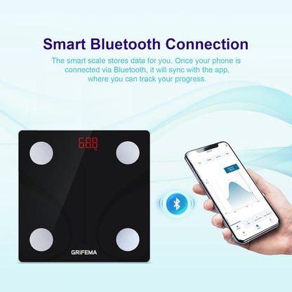 GRIFEMA GA2001 Digital Bathroom Scale with Bluetooth - Black