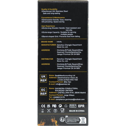 Rolling Grill Basket with Removable Wooden Handle, 304 Stainless Steel Nestable Set for Vegetables and Meats