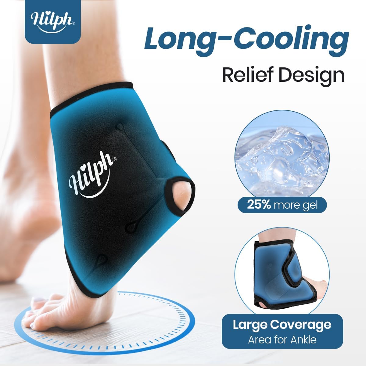 Hilph Adjustable Ankle Ice Pack Wrap for Pain Relief