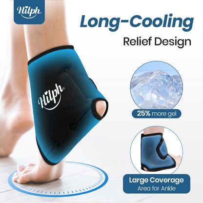 Hilph Adjustable Ankle Ice Pack Wrap for Pain Relief