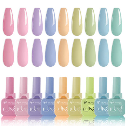 JR 9-Piece 15ml Summer Gel Nail Polish Kit: UV LED Soak-Off.