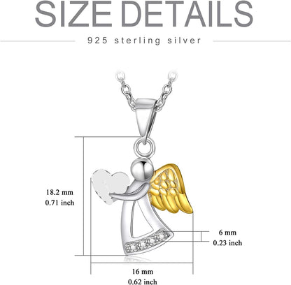 Sterling Silver Guardian Angel Necklace for Girls Birthday Gift