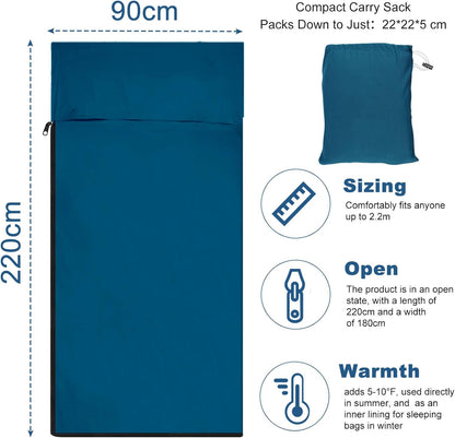 Ultra Light Blue Summer Camping Sleeping Bag 220x90cm