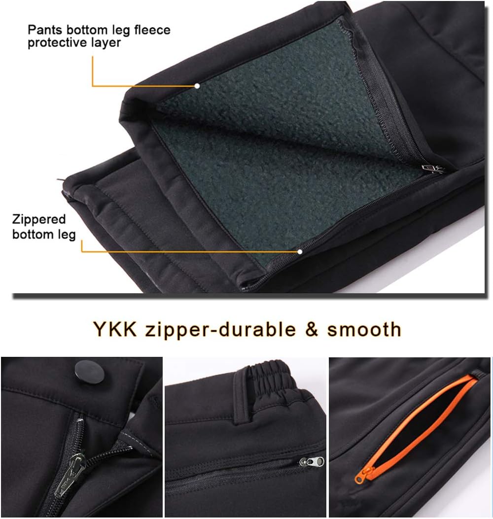 Gash Hao Men's Waterproof Softshell Snowboard Pants for Skiing and Hiking