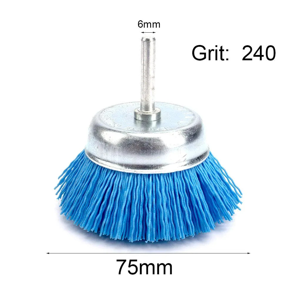Osborn 3-Inch (75mm) Nylon Abrasive Cup Brush 1/4" Blue Grit 240 - Gomix Brands Outlet