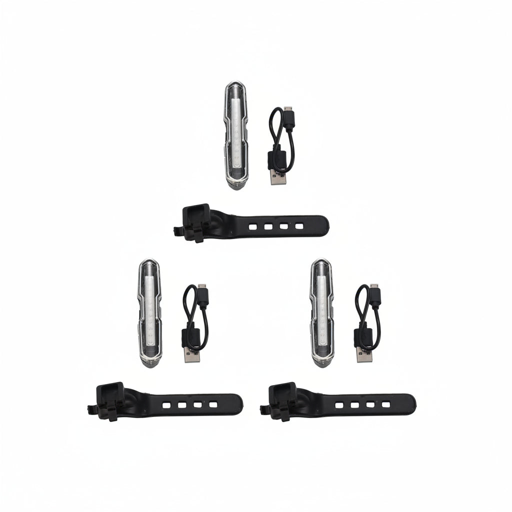 liovitor LED rear bike light 3-pack, red & blue rechargeable