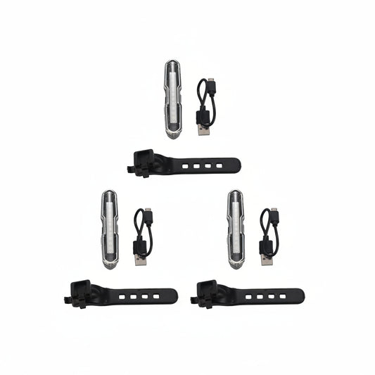 liovitor LED rear bike light 3-pack, red & blue rechargeable