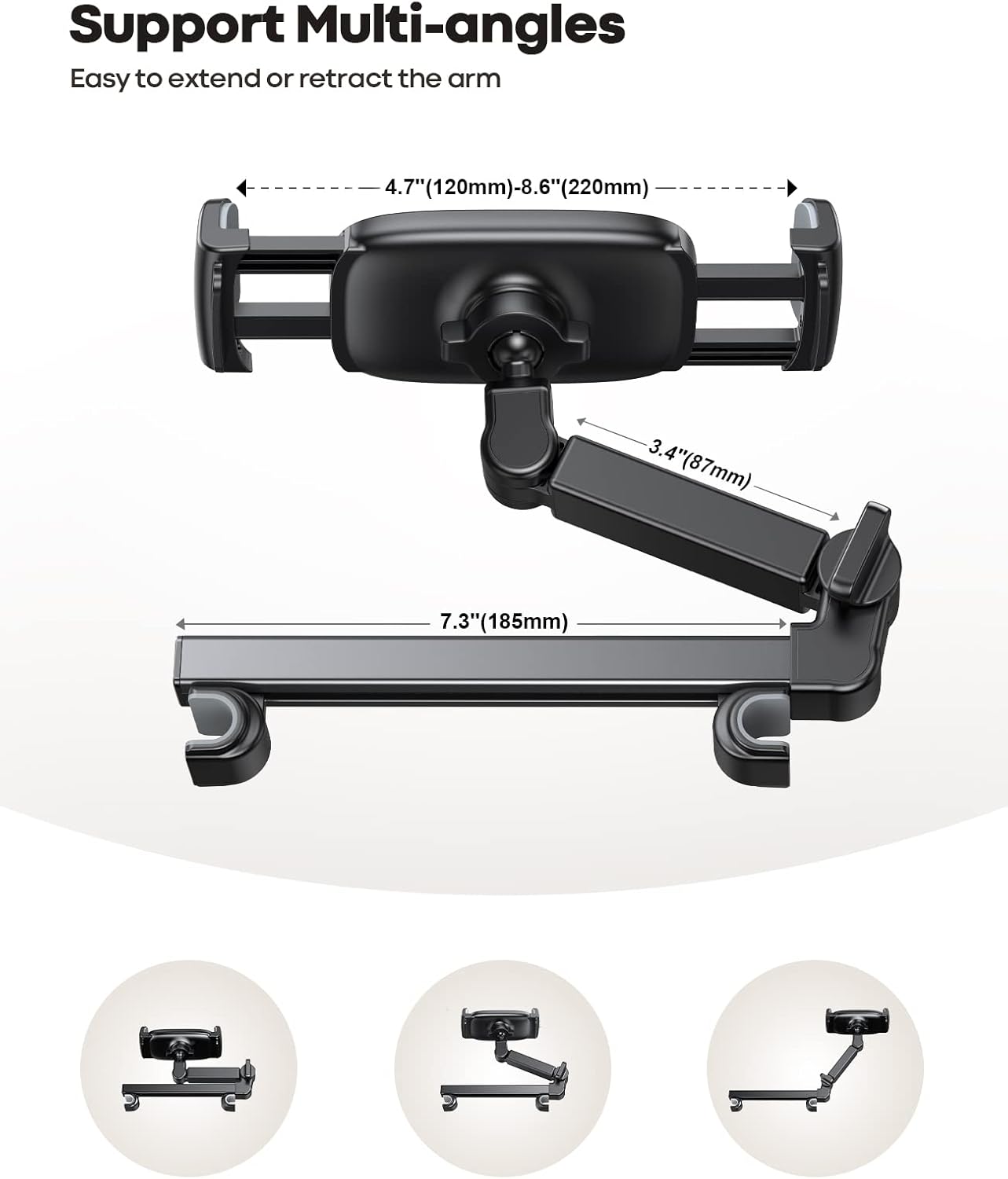 Lamicall Car Headrest Tablet Holder Extension Arm 4.7‑11" Tablet