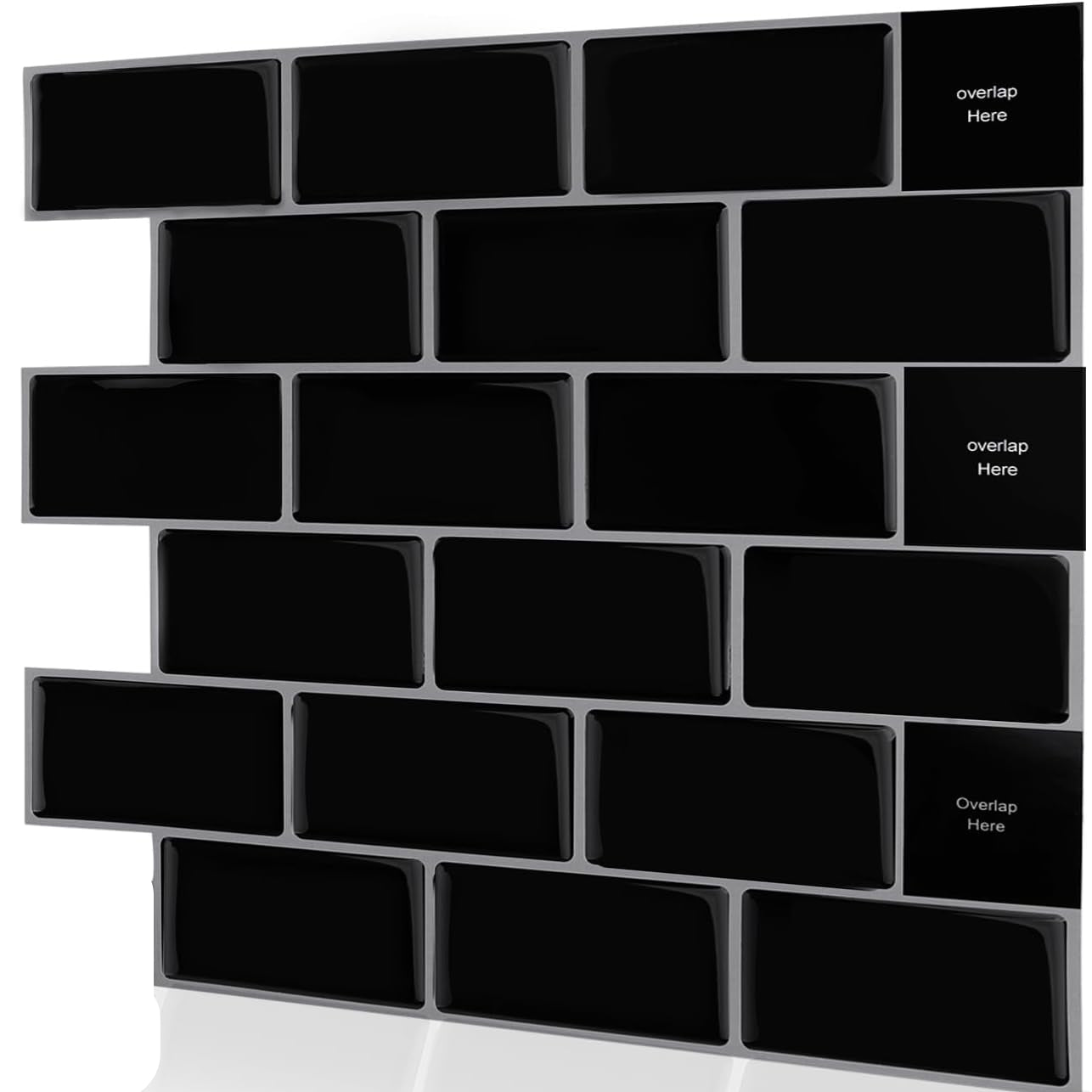 SWAWIS 3D Self Adhesive Tile Decals Black 10 Pieces
