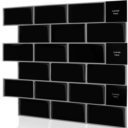 SWAWIS 3D Self Adhesive Tile Decals Black 10 Pieces