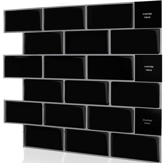 SWAWIS 3D Self Adhesive Tile Decals Black 10 Pieces