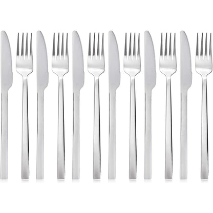 QUCHER 12‑Piece Polished Stainless Steel Flatware Set for Dining