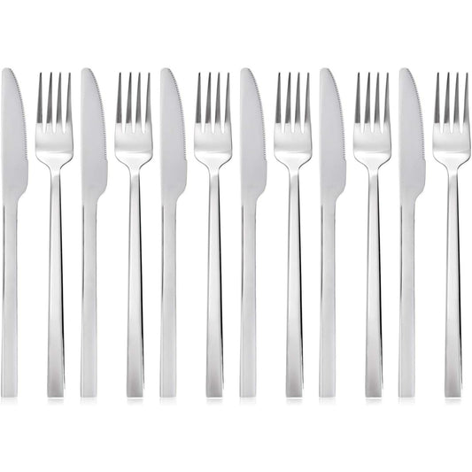 QUCHER 12‑Piece Polished Stainless Steel Flatware Set for Dining