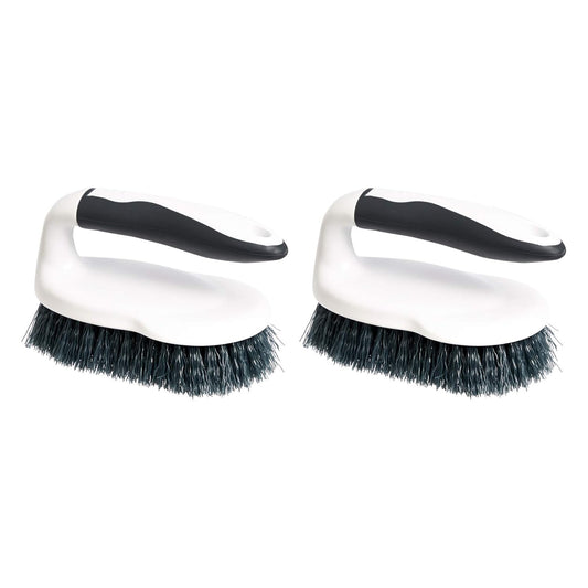 Amazon Basics All-Purpose Rectangular Scrub Brush 2-Pack White & Black