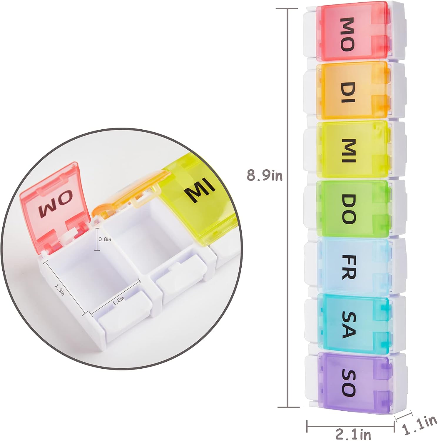 GeekerChip 7-Day BPA-Free Pill Organizer with Color‑Coded Lids