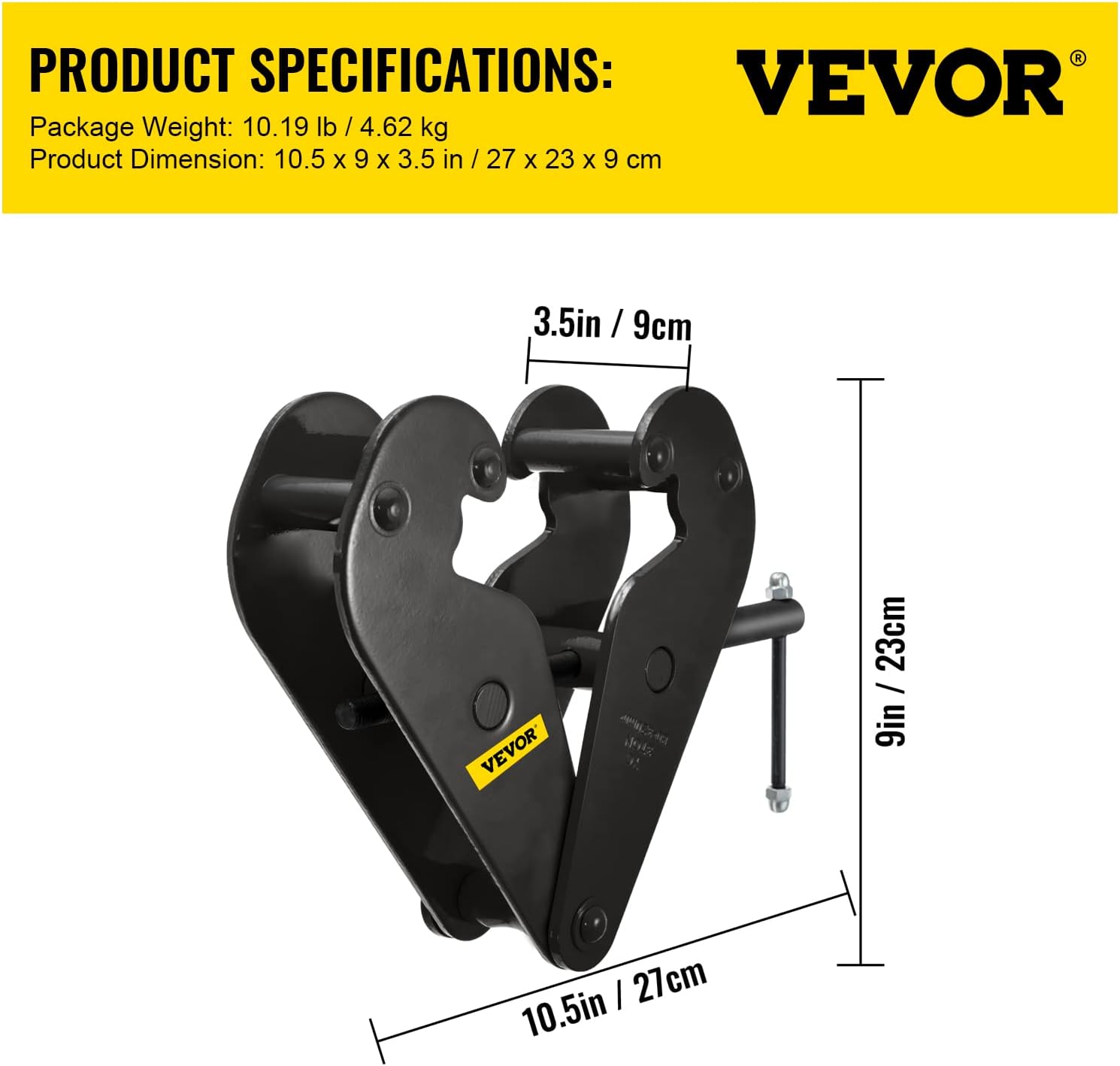 VEVOR 1 Ton Capacity I Beam Clamp For Rigging Heavy Duty Steel Lifting